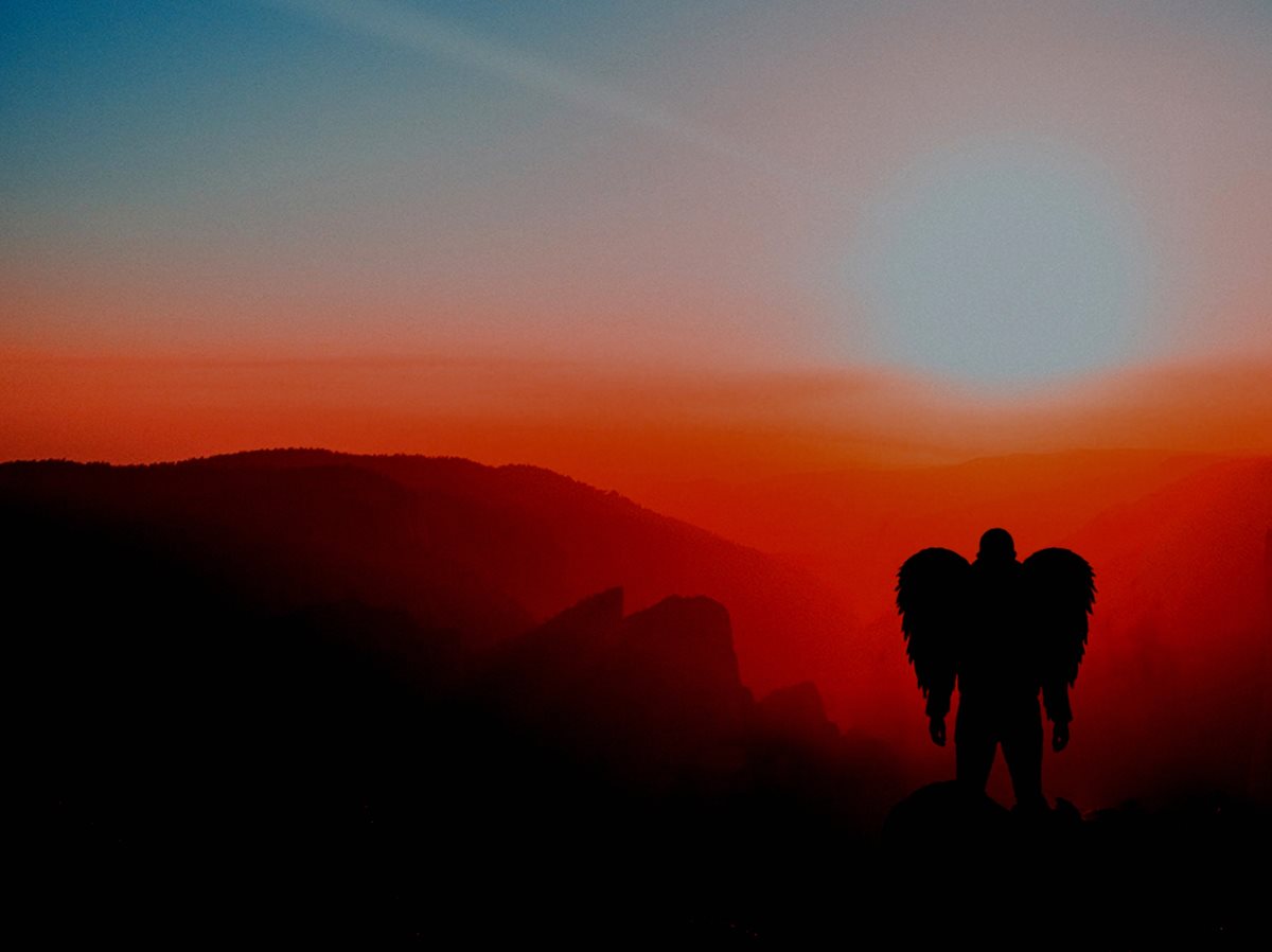 Angel in the sunset