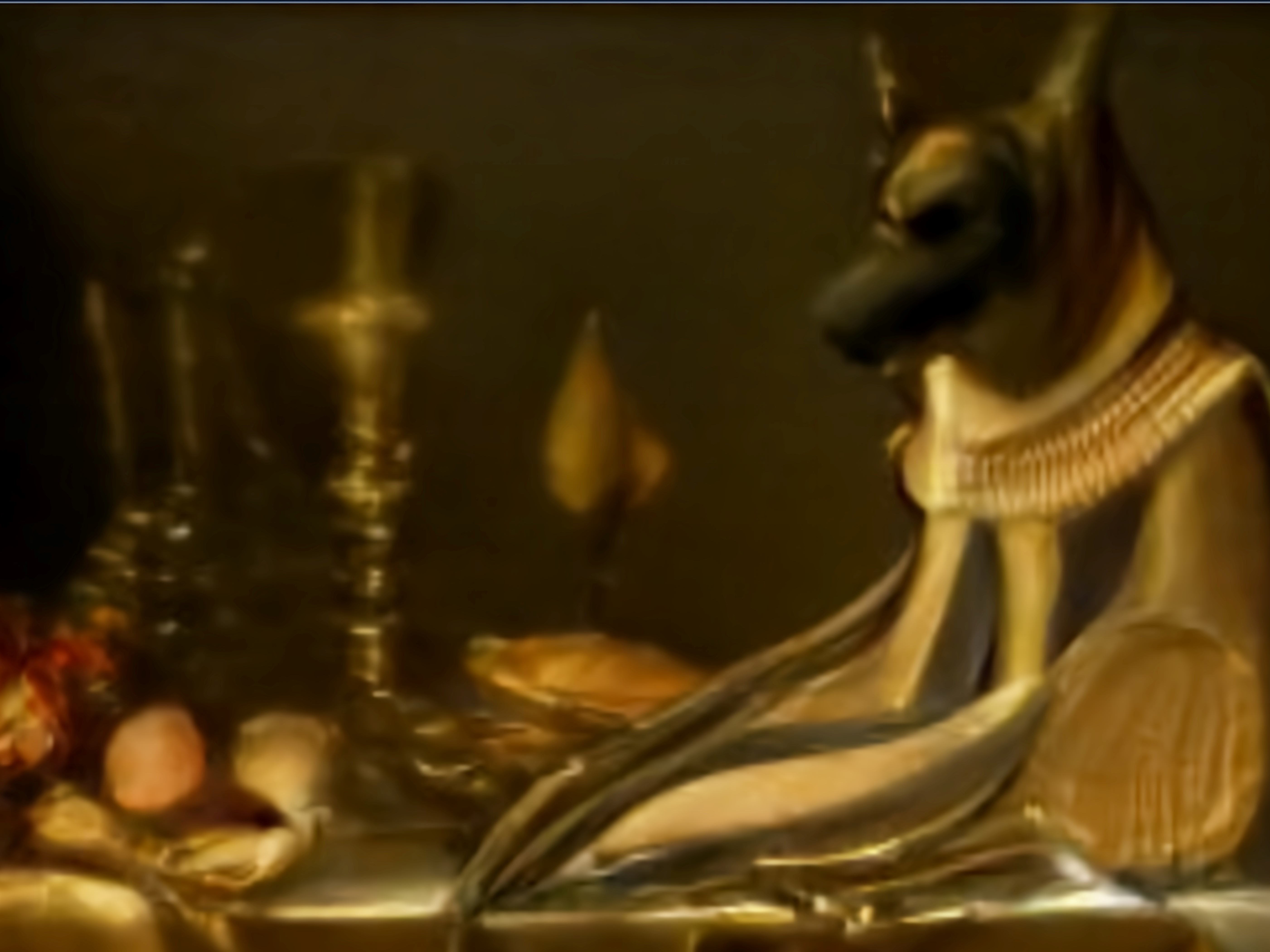 AI generated picture of Anubis in a hospital bed