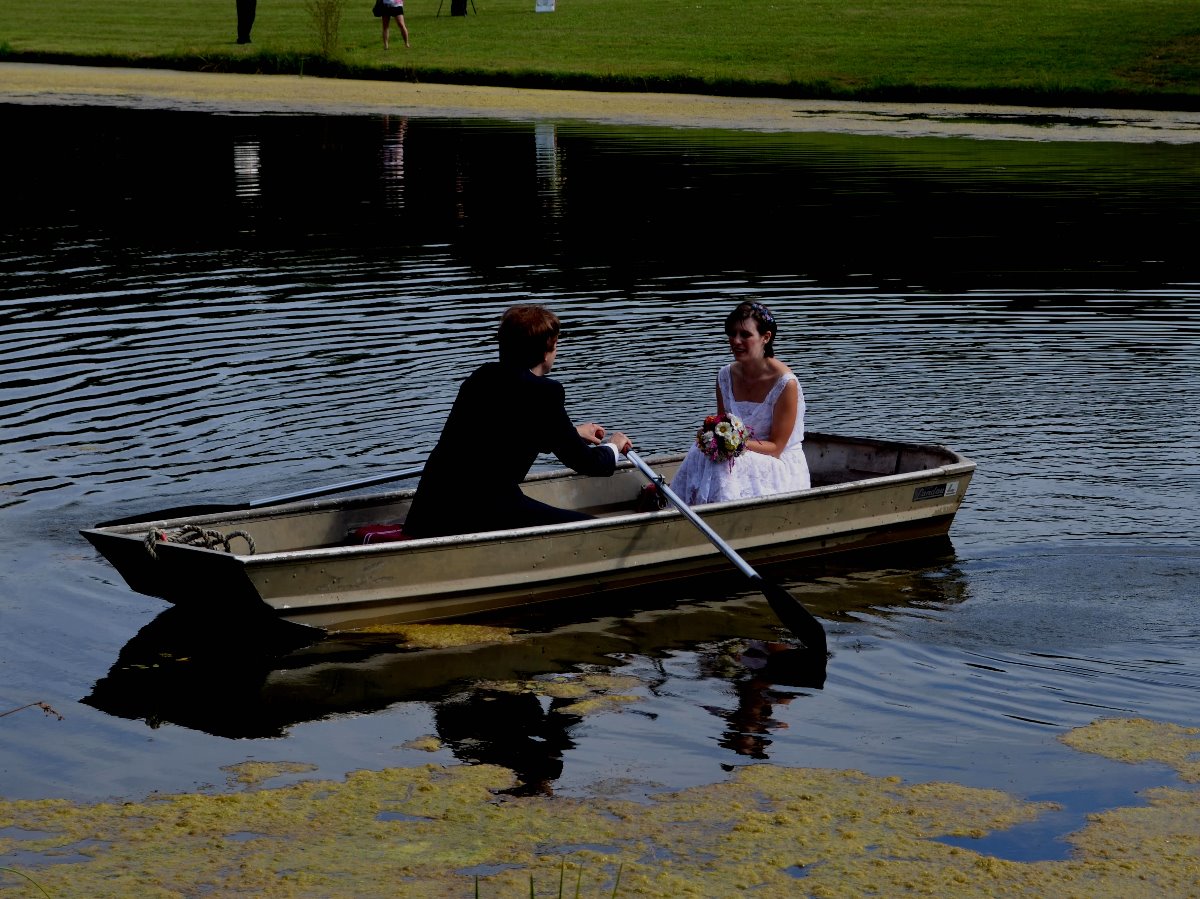 boating across a pond